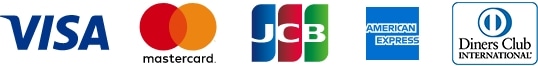 Visa、MasterCard、JCB、AmericanExpress、Diners